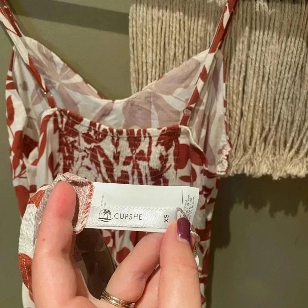 CUPSHE DITSY FLORAL TIE FRONT MIDI DRESS SIZE XS NWT - Picture 5 of 7